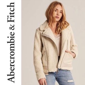 NWT Abercrombie & Fitch Sherpa Moto Jacket